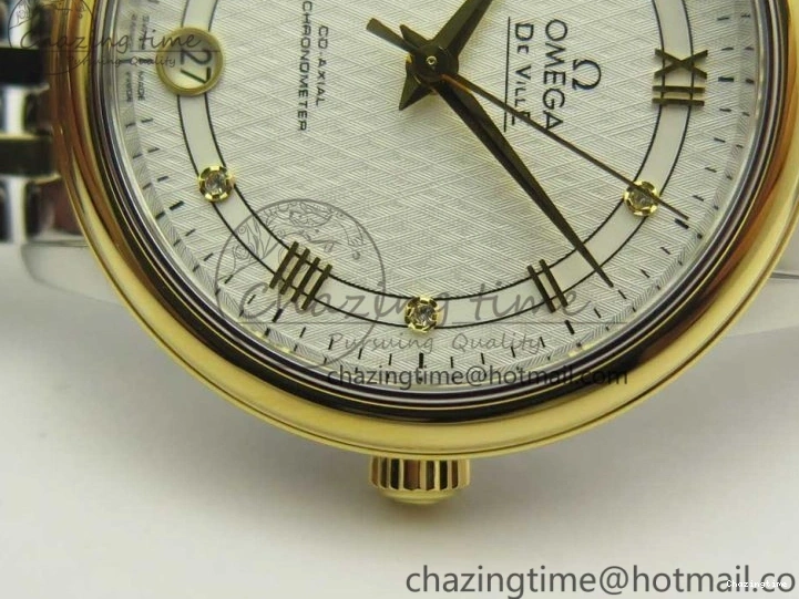 0523 Attractive De Ville Prestige Ladies 32.7mm SS MKF 1:1 Best Edition White Dial Roman Markers on SS YG Bracelet MIYOTA 7965